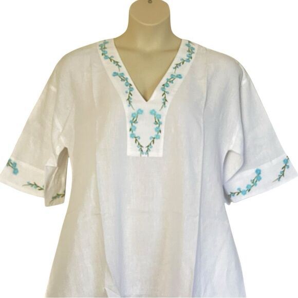 Andie x Fanm Mon Kepez Embroidered Linen Maxi Kaftan Dress Sz XL NWT - Picture 7 of 16
